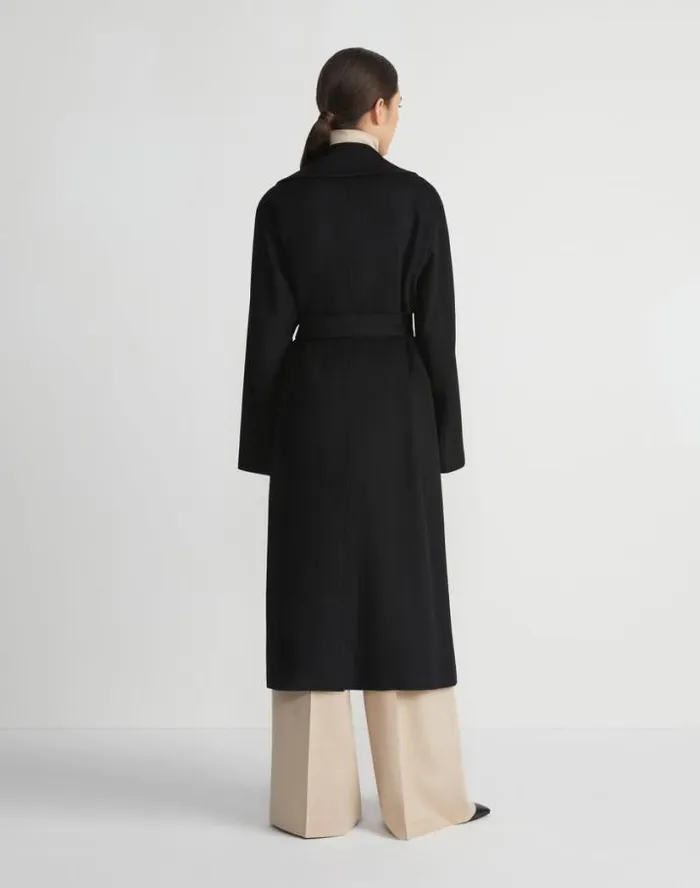 Lafayette 148 New York Camel Hair Oversized Trench Coat Black Ready To Wear Coats and Outerwear