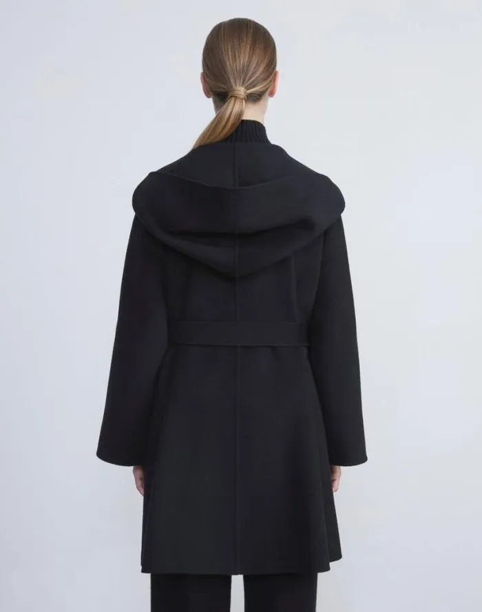 Lafayette 148 New York Cashmere Double Face Belted Coat Black Ready To Wear Jackets and Blazers