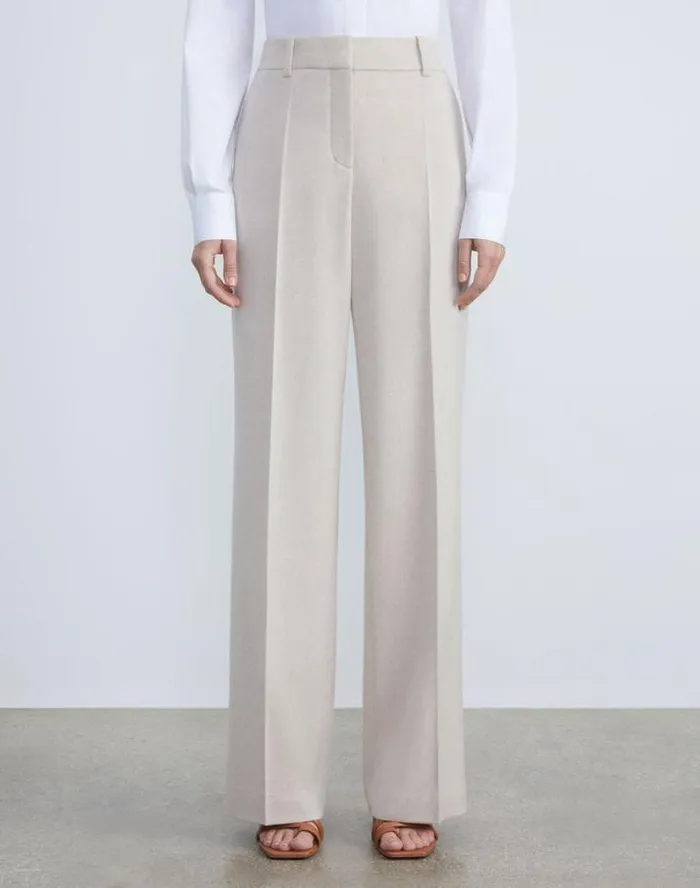 Lafayette 148 New York CashmereWool Mlange Sullivan Pant Oatmeal Melange Ready To Wear Pants and Shorts