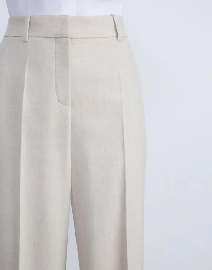 Lafayette 148 New York CashmereWool Mlange Sullivan Pant Oatmeal Melange Ready To Wear Pants and Shorts