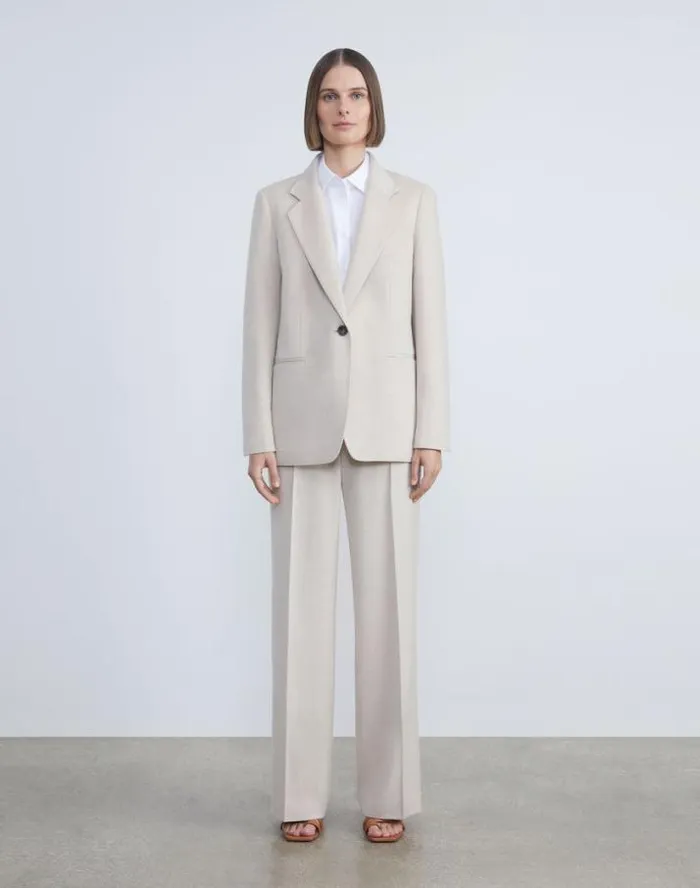 Lafayette 148 New York CashmereWool Mlange Sullivan Pant Oatmeal Melange Ready To Wear Pants and Shorts