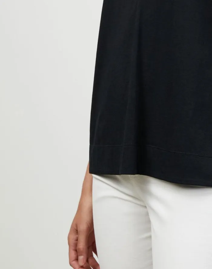 Lafayette 148 New York Cotton Jersey Modern VNeck Tee Black Ready To Wear Tops and Tees