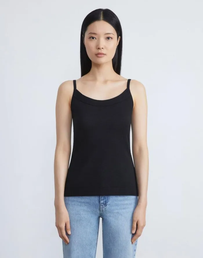Lafayette 148 New York Fine Gauge Cashmere Camisole Black Ready To Wear Sweaters and Knits