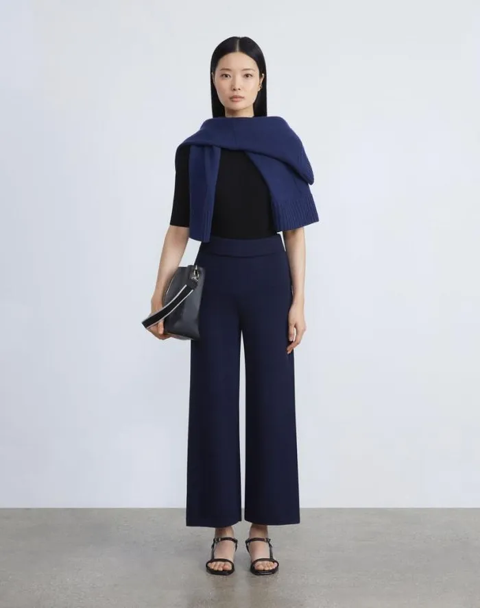 Lafayette 148 New York Finespun Voile Ribbed Short Sleeve Sweater Black Ready To Wear Sweaters and Knits