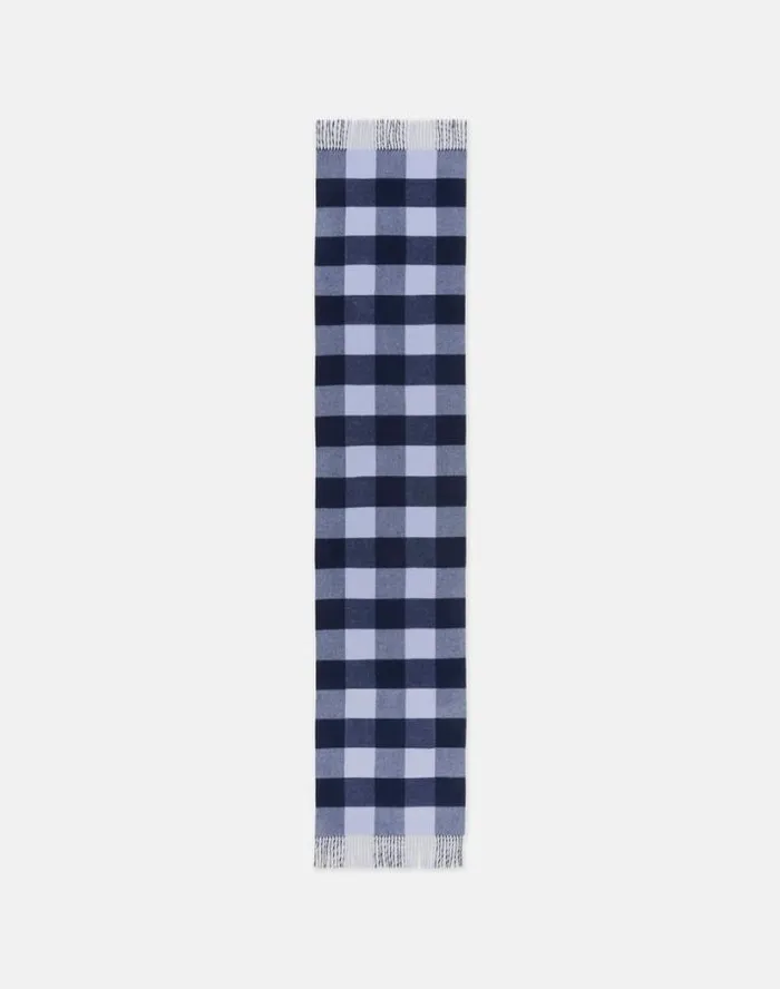 Lafayette 148 New York Gingham WoolCashmere Double Face Reversible Pocket Shawl Midnight Blue Multi Accessories Winter Accessories