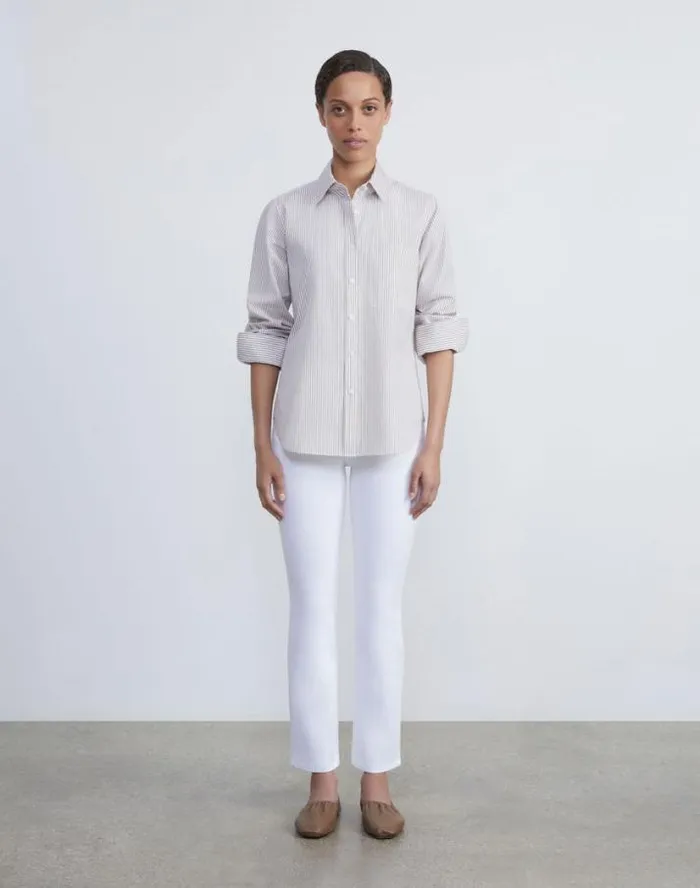 Lafayette 148 New York L148 Denim Reeve Straight Jean Washed Plaster Ready To Wear Pants and Shorts