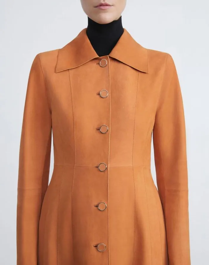 Lafayette 148 New York Nubuck Suede Coat Antique Bronze Ready To Wear Leathers and Suedes