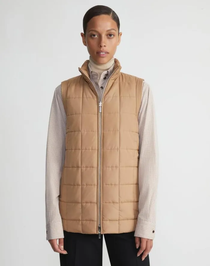 Lafayette 148 New York Recycled Poly Quilted Reversible Puffer Vest Black Ready To Wear Jackets and Blazers