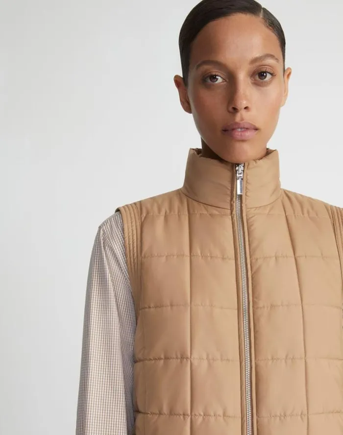 Lafayette 148 New York Recycled Poly Quilted Reversible Puffer Vest Black Ready To Wear Jackets and Blazers