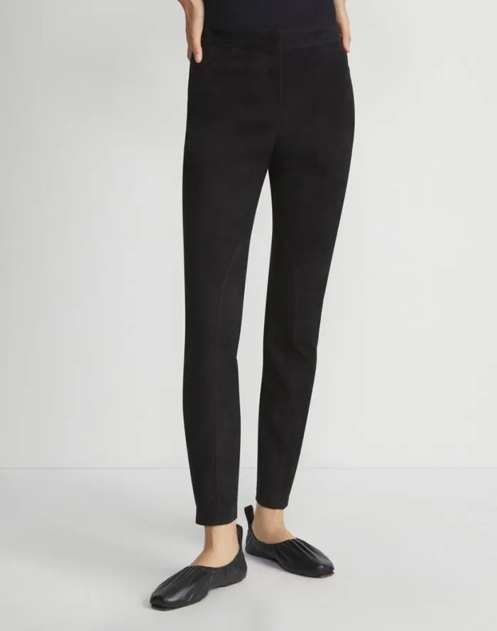 Lafayette 148 New York Stretch Suede Leonard Legging Black Ready To Wear Pants and Shorts