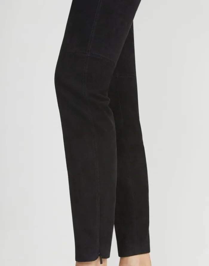 Lafayette 148 New York Stretch Suede Leonard Legging Black Ready To Wear Pants and Shorts