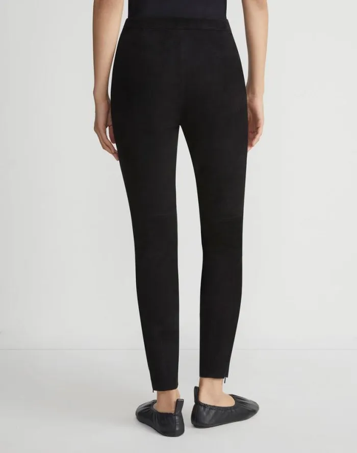Lafayette 148 New York Stretch Suede Leonard Legging Black Ready To Wear Pants and Shorts