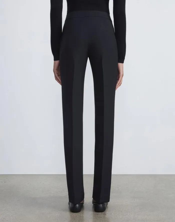 Lafayette 148 New York WoolSilk Crepe Barrow Pant Black Ready To Wear Pants and Shorts
