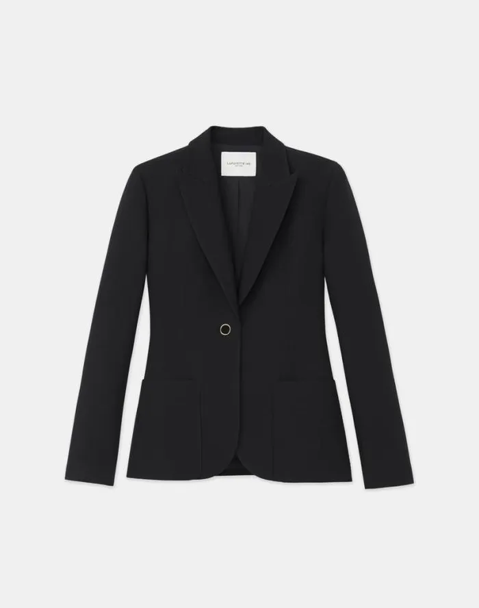 Lafayette 148 New York WoolSilk Crepe Peak Lapel Blazer Black Ready To Wear Jackets and Blazers Lafayette 148 New York WoolSilk Crepe Peak Lapel Blazer Black Ready To Wear Jackets and Blazers