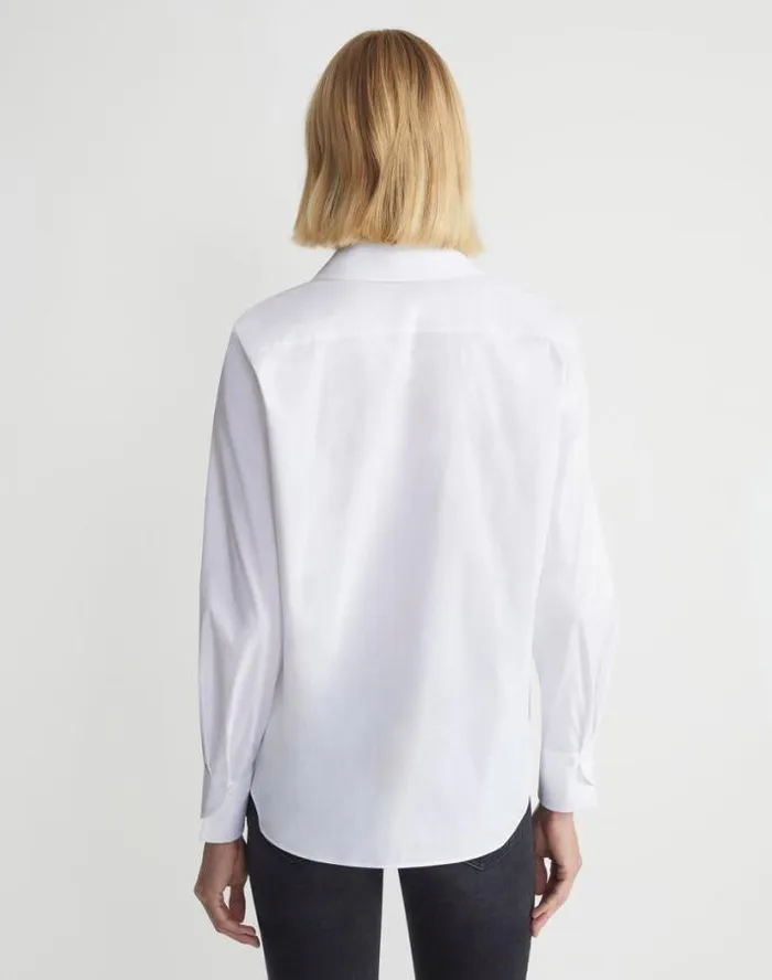 Lafayette 148 New York Wright Shirt In Italian Stretch Cotton White Ready To Wear Blouses and Shirts