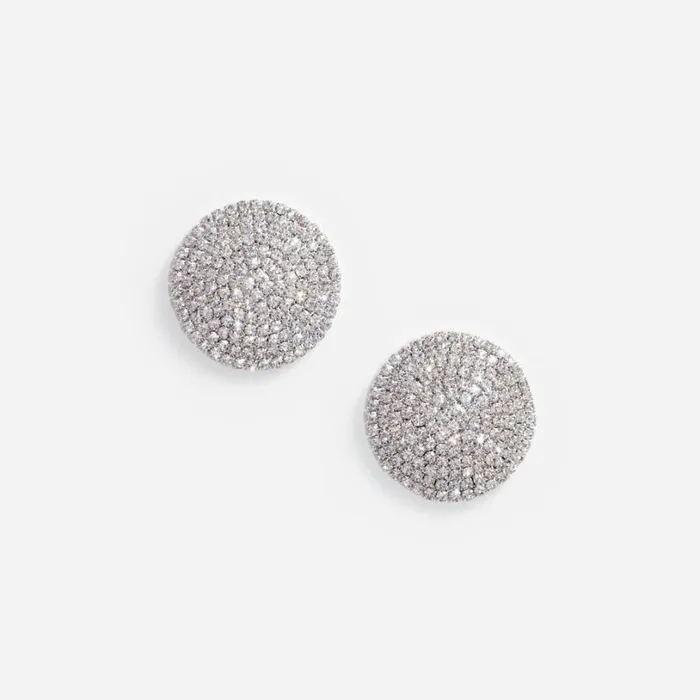 Large Round Crystal Earrings Women Self Portrait Jewellery