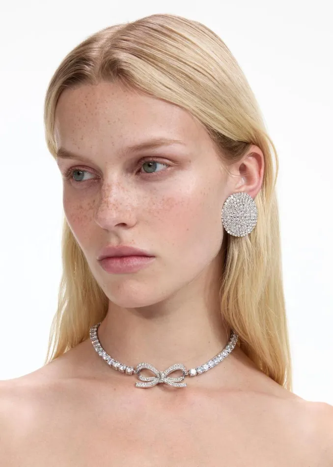 Large Round Crystal Earrings Women Self Portrait Jewellery Large Round Crystal Earrings Women Self Portrait Jewellery