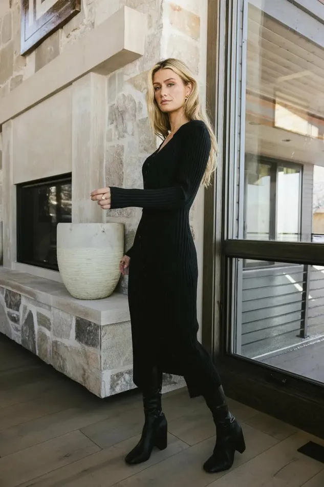 Larissa Ribbed Dress In Black Black Women Bohme Dresses