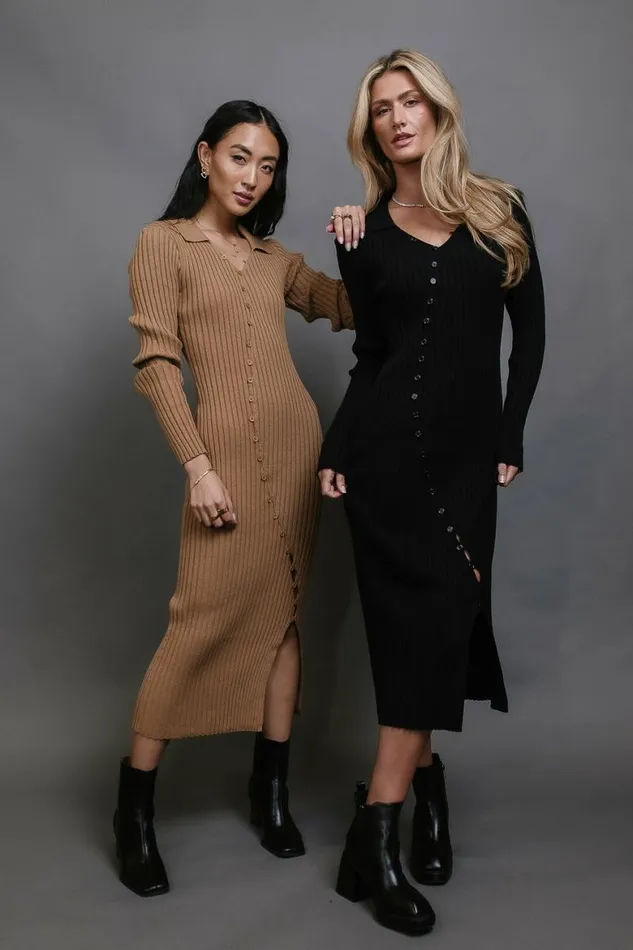 Larissa Ribbed Dress In Black Black Women Bohme Dresses
