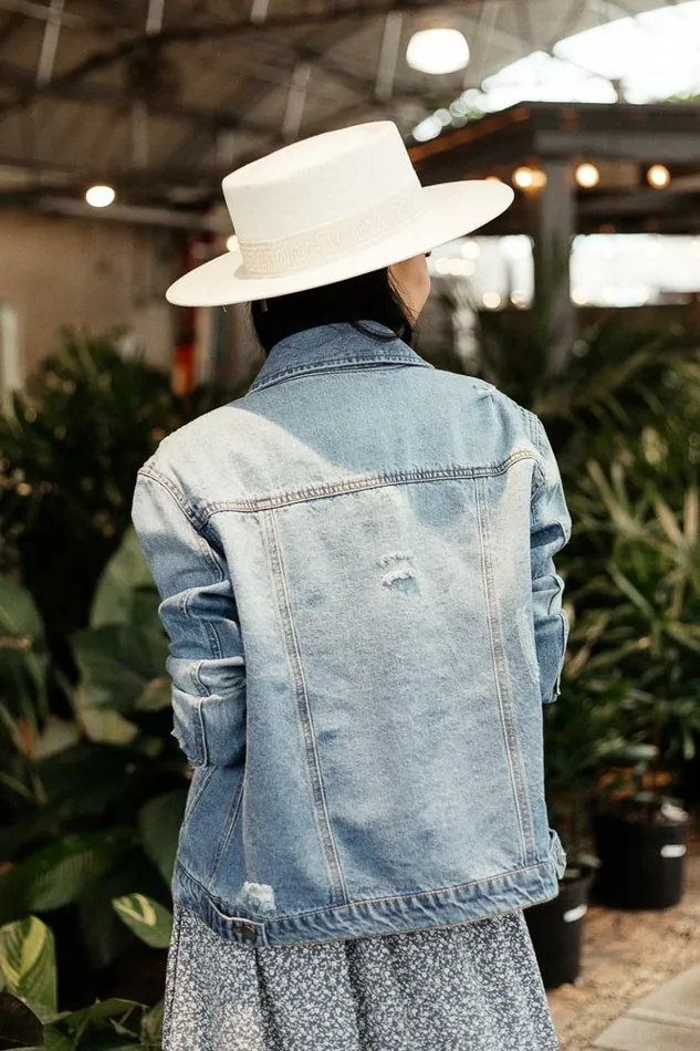Laura Distressed Denim Jacket In Medium Wash Medium Wash Women Bohme Outerwear