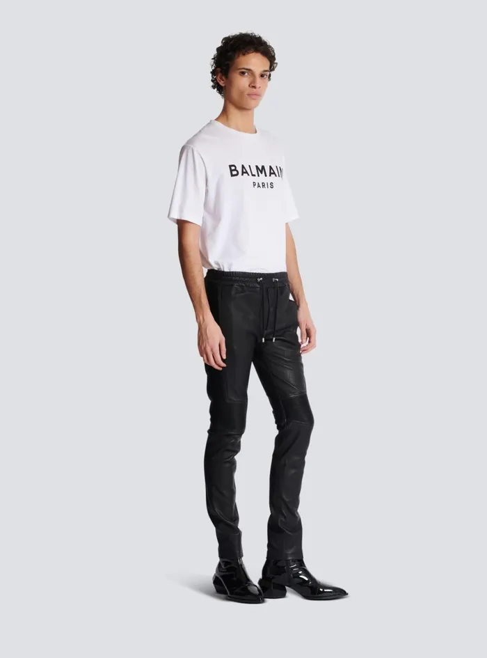 Leather Biker Trousers Black Men Balmain Trousers And Shorts