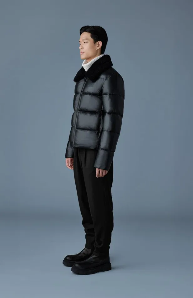 Leather Jackets Men Mackage KYRIE Leather Down Quilted Jacket With Shearling Collar Black Leather Jackets Men Mackage KYRIE Leather Down Quilted Jacket With Shearling Collar Black