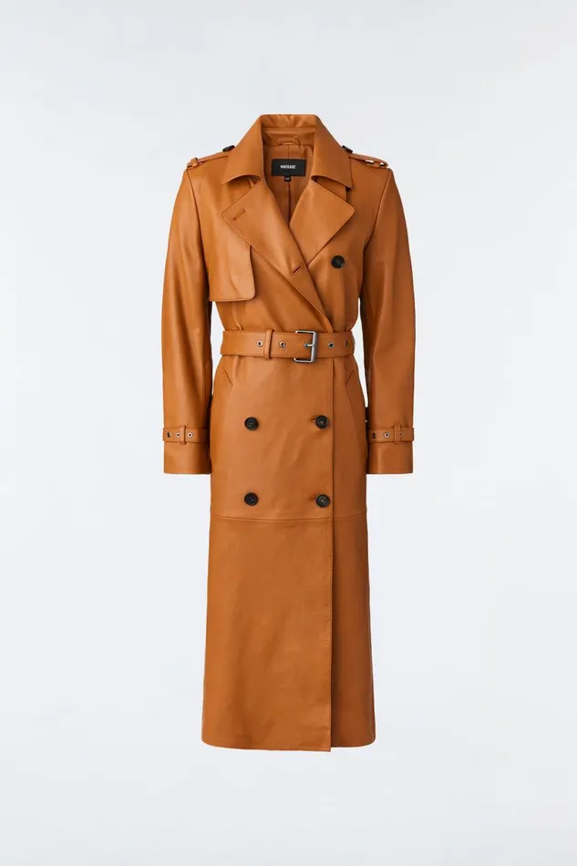 Leather Jackets Women Mackage GAELZ Leather Trench Coat With Belt Black Leather Jackets Women Mackage GAELZ Leather Trench Coat With Belt Black