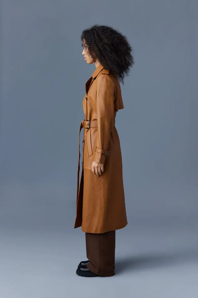 Leather Jackets Women Mackage GAELZ Leather Trench Coat With Belt Black Leather Jackets Women Mackage GAELZ Leather Trench Coat With Belt Black