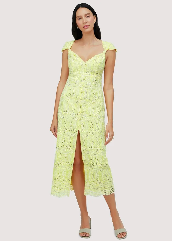 Lemon Drop Midi Dress Yellow Women Lost Wander Dresses