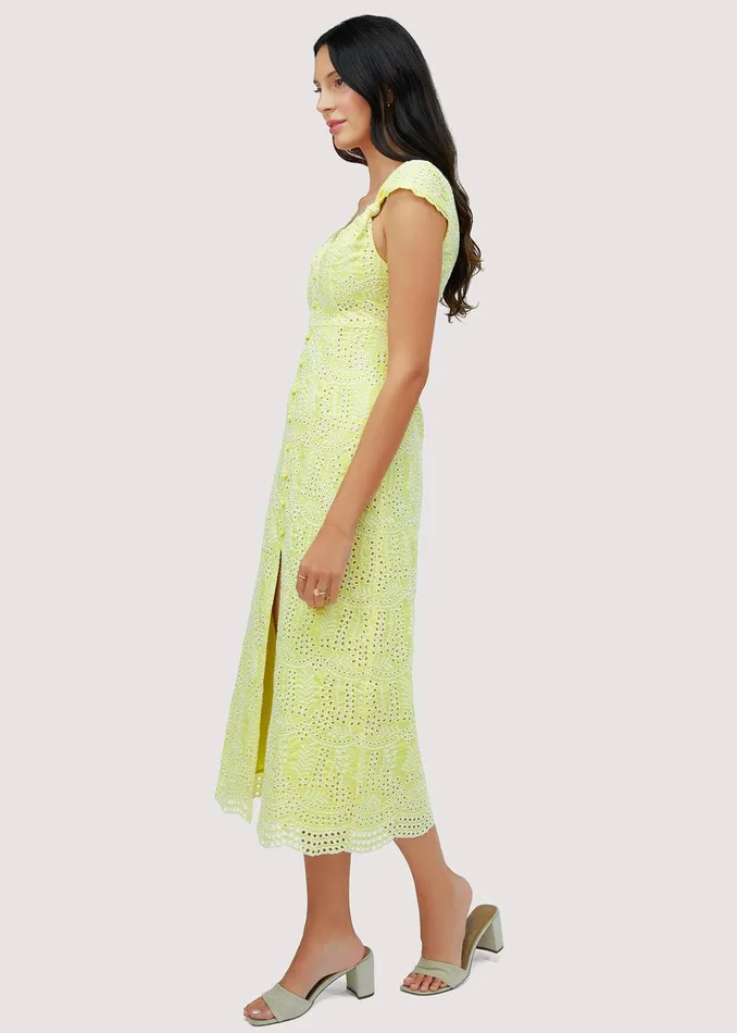 Lemon Drop Midi Dress Yellow Women Lost Wander Dresses