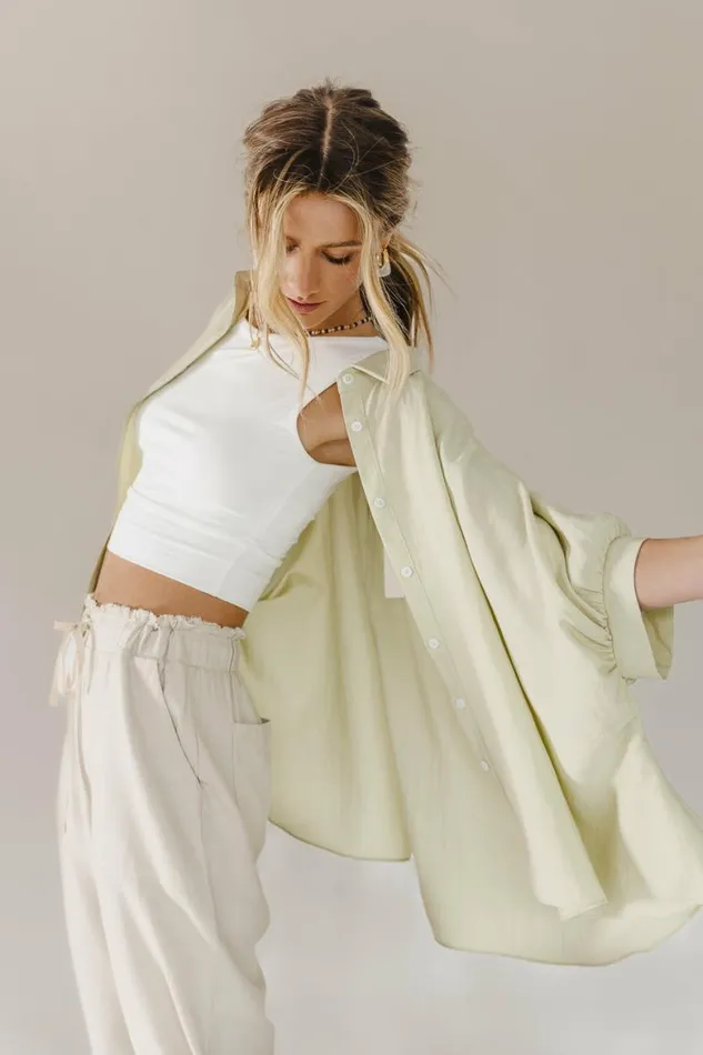 Lexi Button Up Blouse In Sage Sage Women Bohme Tops