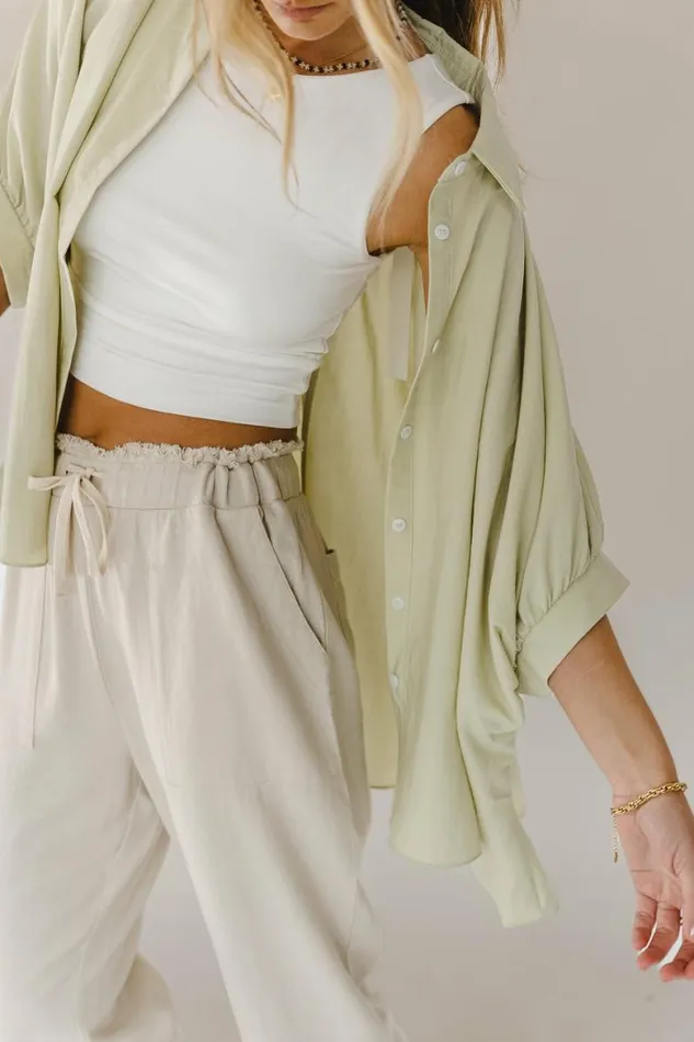 Lexi Button Up Blouse In Sage Sage Women Bohme Tops