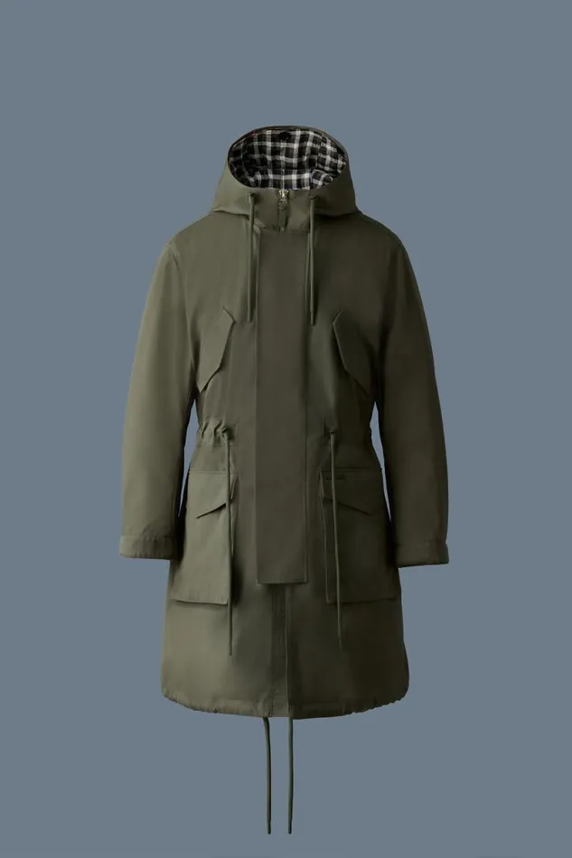 Light Down Jackets Men Mackage DESMOND 3in1 Light Down Long Parka Light Military