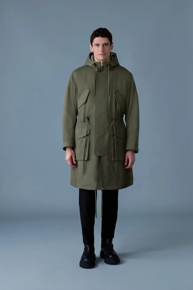 Light Down Jackets Men Mackage DESMOND 3in1 Light Down Long Parka Light Military Light Down Jackets Men Mackage DESMOND 3in1 Light Down Long Parka Light Military