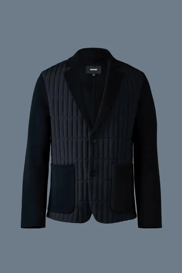 Light Down Jackets Men Mackage JOHN Mixedmedia Vertical Quilt Blazer Black Light Down Jackets Men Mackage JOHN Mixedmedia Vertical Quilt Blazer Black