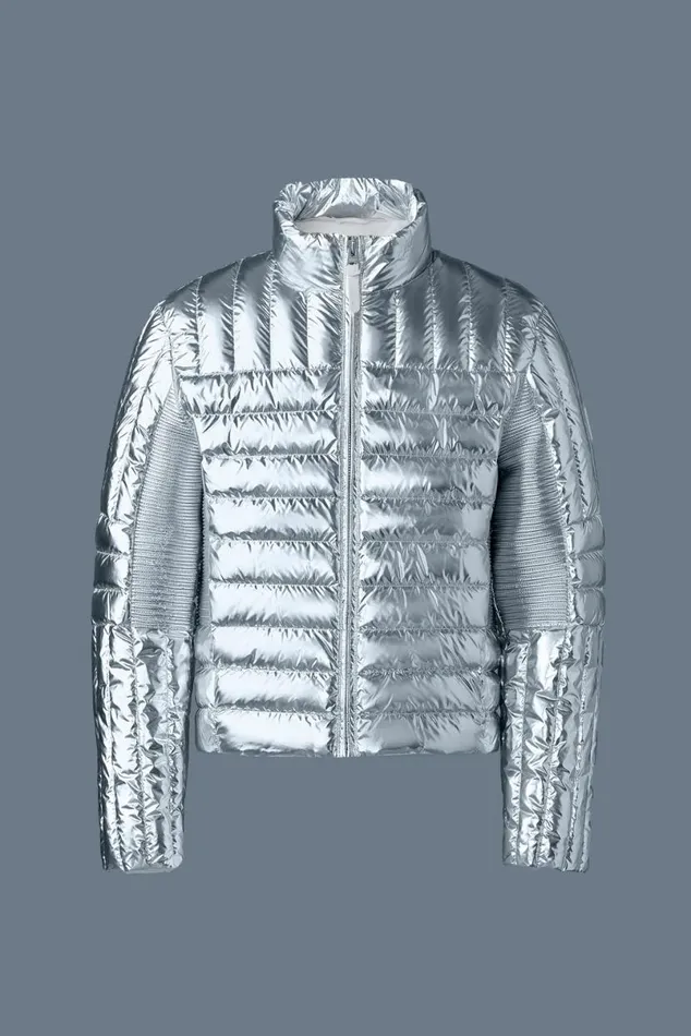 Light Down Jackets Men Mackage TRAVISM Metallic Perpendicular Channel Quilt Down Jacket Silver