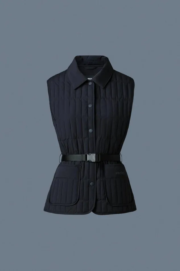 Light Down Jackets Women Mackage HELIA Light Down Vertical Quilted Vest Black