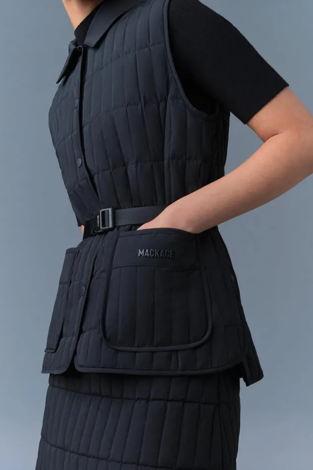 Light Down Jackets Women Mackage HELIA Light Down Vertical Quilted Vest Black Light Down Jackets Women Mackage HELIA Light Down Vertical Quilted Vest Black