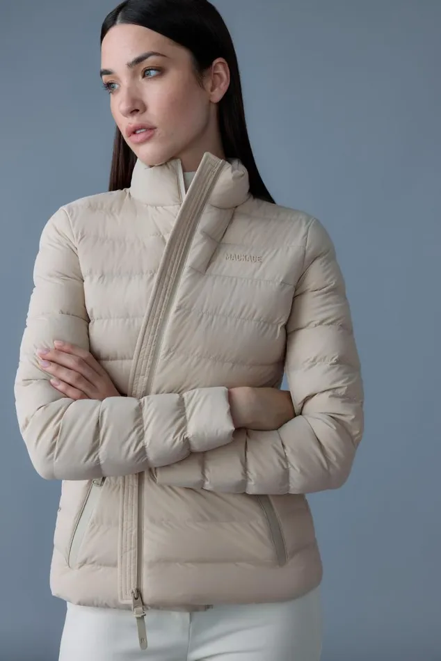 Light Down Jackets Women Mackage JACEYCITY Light Down Jacket With Stand Collar Cream Light Down Jackets Women Mackage JACEYCITY Light Down Jacket With Stand Collar Cream
