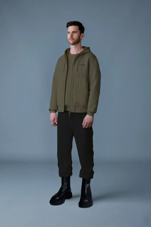 Light Jackets Men Mackage CRUZ Zipup Hybrid Vertical Quilt Hoodie Trench