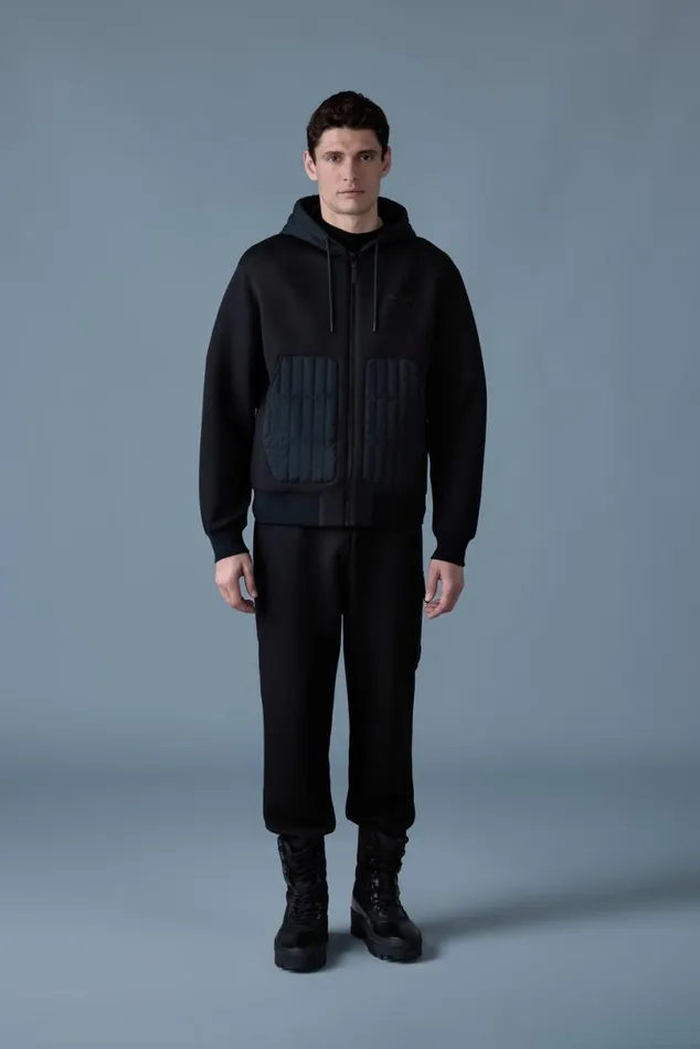 Light Jackets Men Mackage CRUZ Zipup Hybrid Vertical Quilt Hoodie Trench
