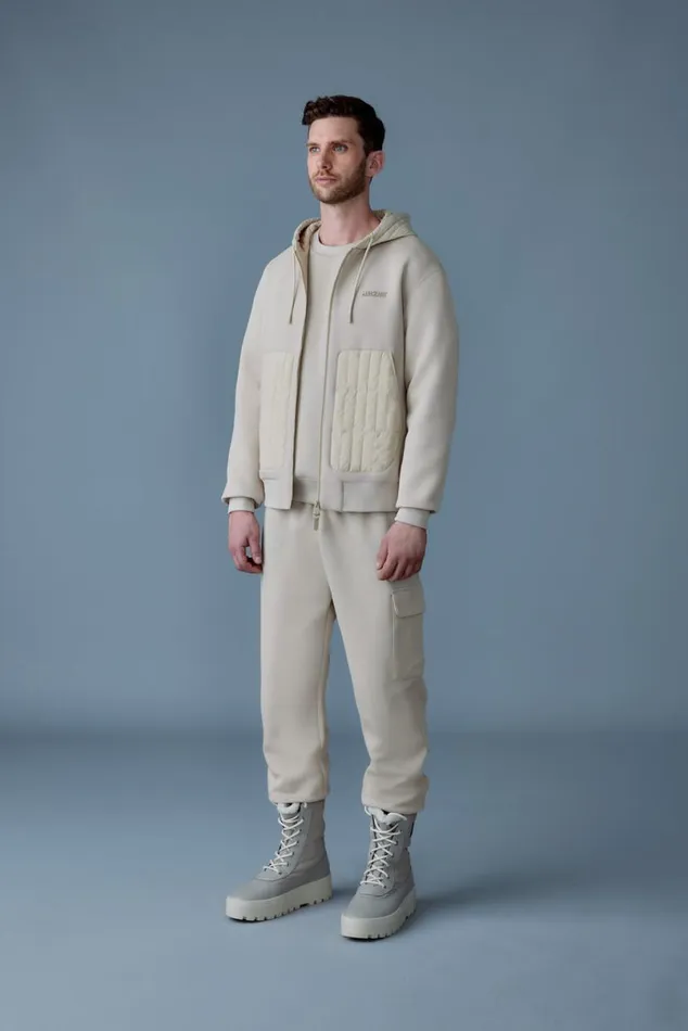 Light Jackets Men Mackage CRUZ Zipup Hybrid Vertical Quilt Hoodie Trench