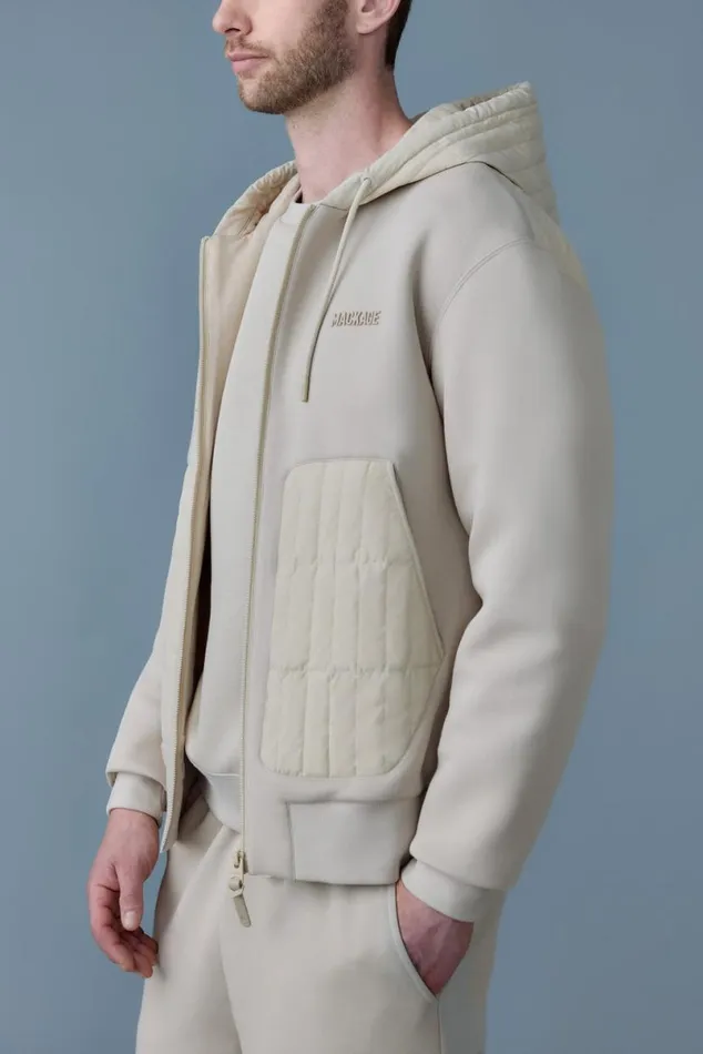 Light Jackets Men Mackage CRUZ Zipup Hybrid Vertical Quilt Hoodie Trench