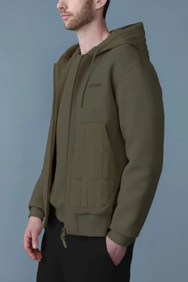 Light Jackets Men Mackage CRUZ Zipup Hybrid Vertical Quilt Hoodie Trench