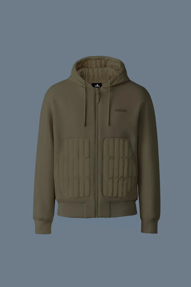 Light Jackets Men Mackage CRUZ Zipup Hybrid Vertical Quilt Hoodie Trench
