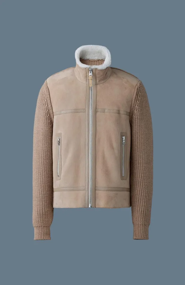 Light Jackets Men Mackage JONATHAN Mixedmedia Shearling Jacket Black