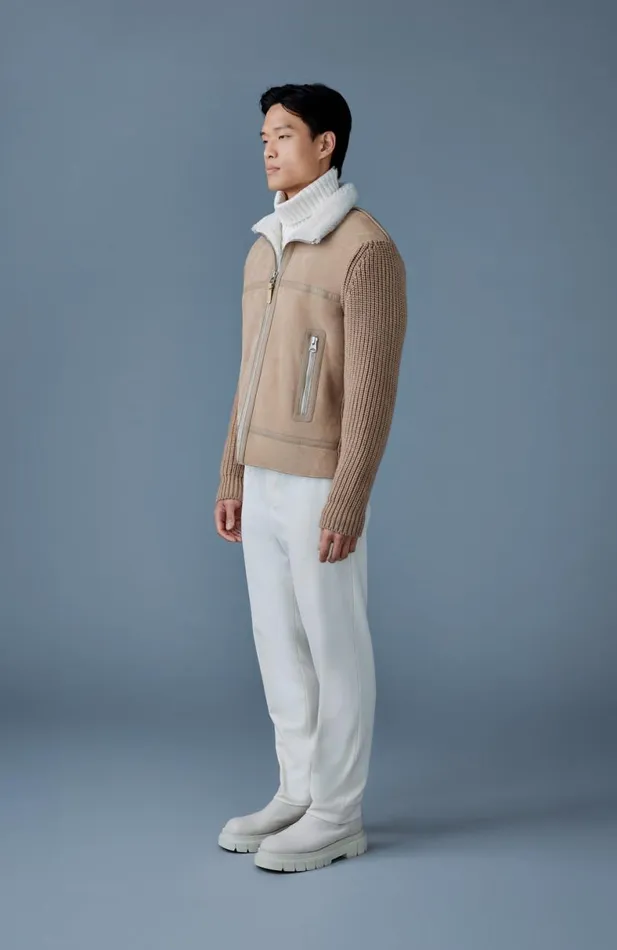 Light Jackets Men Mackage JONATHAN Mixedmedia Shearling Jacket Black