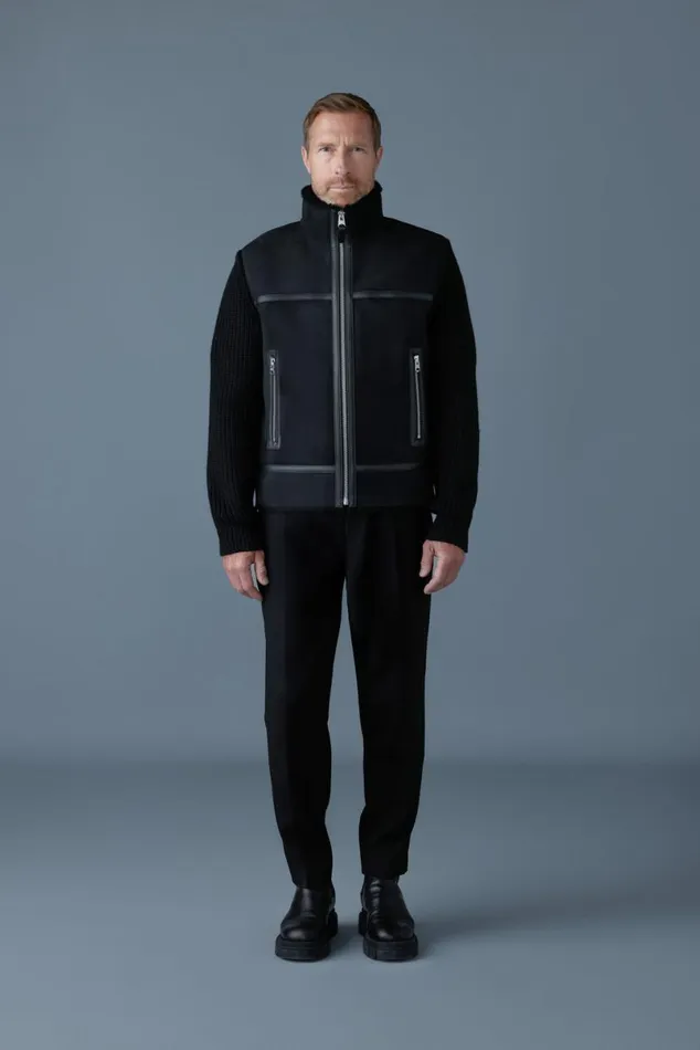 Light Jackets Men Mackage JONATHAN Mixedmedia Shearling Jacket Black