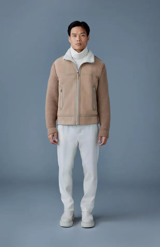 Light Jackets Men Mackage JONATHAN Mixedmedia Shearling Jacket Black