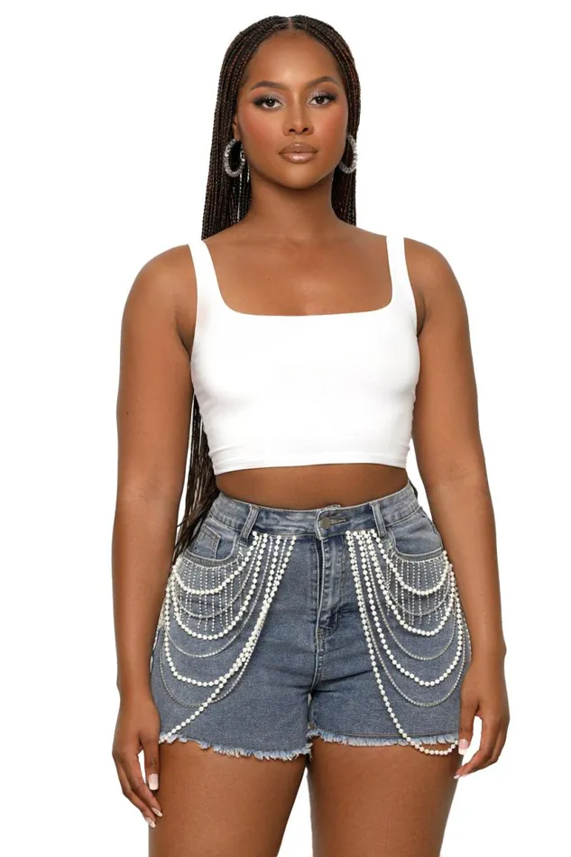 Lilly039s Kloset Denim Women Lady Pearl Denim Shorts